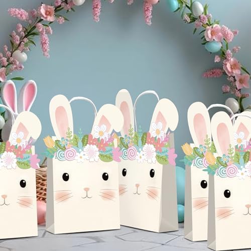 KARAQY 16 Pzs Bolsas de Regalo de Conejo, Favoritos de Fiesta para Cumpleaños y Caza de Huevos de Pascua, Decoraciones de Jardín de Primavera - imagen 7