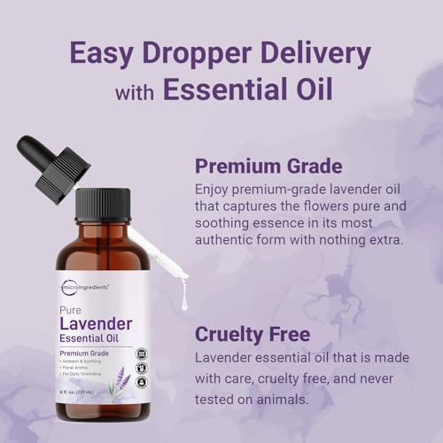 Aceite Esencial de Lavanda Micro Ingredients, 8 fl oz | Gotas Líquidas de Grado Premium | Ideal para Aromaterapia, Jabón, Loción, Difusores, Velas y - imagen 4