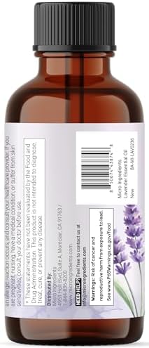 Aceite Esencial de Lavanda Micro Ingredients, 8 fl oz | Gotas Líquidas de Grado Premium | Ideal para Aromaterapia, Jabón, Loción, Difusores, Velas y - imagen 8