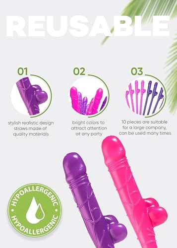 Popotes para Despedida de Soltera 10 Pzs, Divertidos Popotes de Pene, Decoraciones Traviesas para Fiesta de Novias, Recuerdos para la Novia - imagen 3