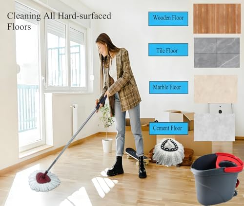 Reemplazos de Cabeza de Mop de Giro 6 Piezas Compatible con OCedar Easywring 1 Tanque, 4 Paños de Duster Chenille, Incluye 2 Mopas de Microfibra, - imagen 4