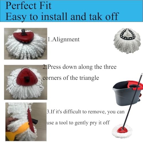 Reemplazos de Cabeza de Mop de Giro 6 Piezas Compatible con OCedar Easywring 1 Tanque, 4 Paños de Duster Chenille, Incluye 2 Mopas de Microfibra, - imagen 6