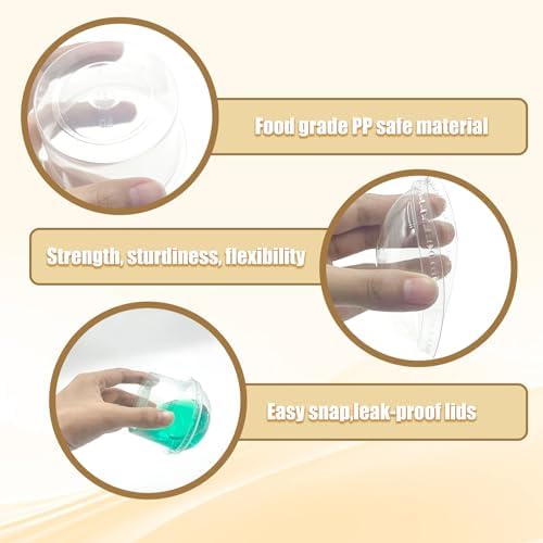 Tazas de Plástico Transparentes Temmgnie [100 Sets 5 oz] con Tapa Cúpula, Desechables para Bebidas, Postres y Helados - imagen 3