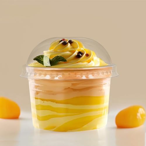 Tazas de Plástico Transparentes Temmgnie [100 Sets 5 oz] con Tapa Cúpula, Desechables para Bebidas, Postres y Helados - imagen 5