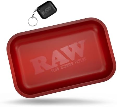 Bandeja de Rolling RAW Roja Pequeña 11 x 7 - Edición Limitada con Acabado Rojo - Elegante y Suave con Bordes Redondeados + Llavero Mini Tray RAW - imagen 1