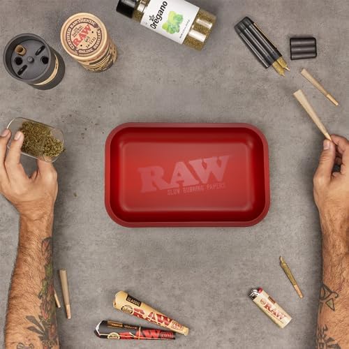 Bandeja de Rolling RAW Roja Pequeña 11 x 7 - Edición Limitada con Acabado Rojo - Elegante y Suave con Bordes Redondeados + Llavero Mini Tray RAW - imagen 5