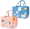 Bolsas de Caza de Huevos de Pascua Aviski 2 Piezas, Bolsas de Regalo con Asa, 12 x 7.8 x 6.8 (Rosa + Azul Claro) - imagen 1