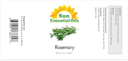 Aceites Esenciales Sun - Aceite Esencial de Romero 4 oz para Crecimiento Capilar, Piel y Cuero Cabelludo - Gotas para Difusor, Humidificador y Masaje - imagen 2