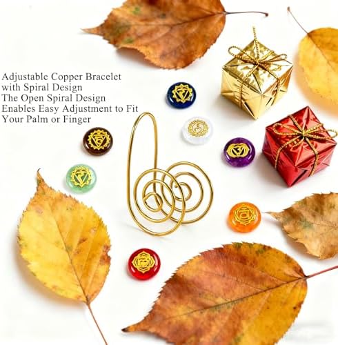 Anillo de Palma Espiral Reiki de Cobre Imitación, Set de Anillos para Equilibrio de Chakras y Meditación, Herramientas de Alivio de Estrés para - imagen 2
