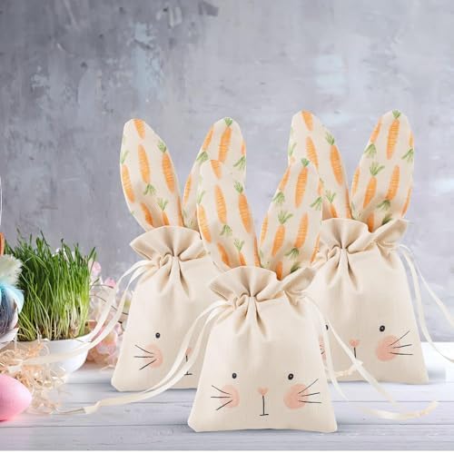 Bolsas de Regalo de Conejo Cheerland para Cumpleaños y Pascua, Pack de 6, Reutilizables de Yute con Cierre, Sorpresas para Fiesta de Niños y Baby - imagen 3