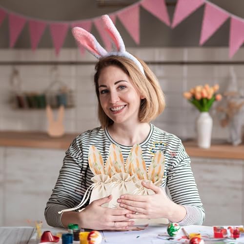 Bolsas de Regalo de Conejo Cheerland para Cumpleaños y Pascua, Pack de 6, Reutilizables de Yute con Cierre, Sorpresas para Fiesta de Niños y Baby - imagen 5