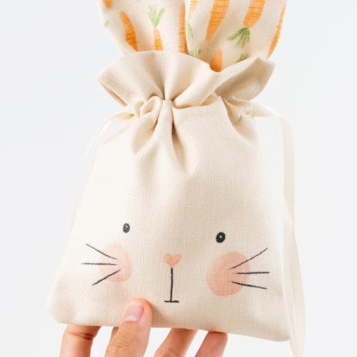 Bolsas de Regalo de Conejo Cheerland para Cumpleaños y Pascua, Pack de 6, Reutilizables de Yute con Cierre, Sorpresas para Fiesta de Niños y Baby - imagen 7