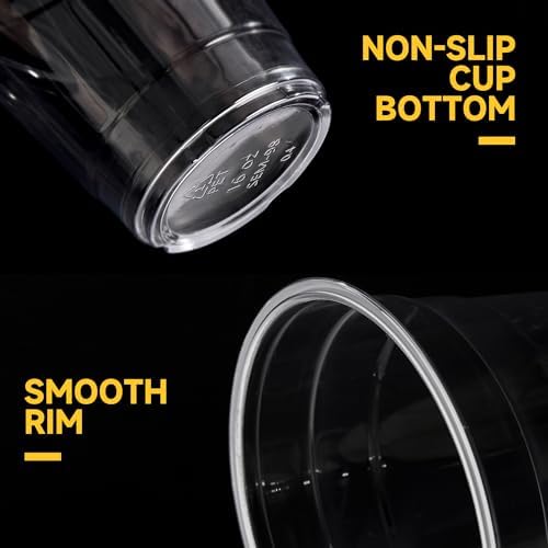 Paquete de 100 Vasos Plásticos de 16oz con Tapas Sin Popote – Vasos Desechables Transparentes para Bebidas Frías, Café Helado, Smoothies, Jugo, Boba, - imagen 4