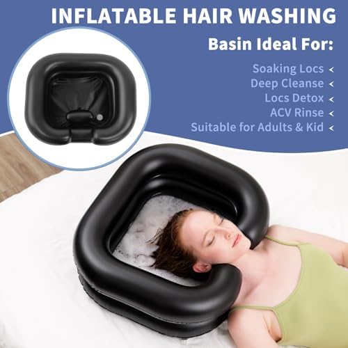 Lavabo Inflable para Champú, Tazón Portátil con Soporte para Cuello y Manguera de Drenaje para Personas Postradas, Ideal para Ancianos, - imagen 4