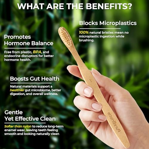 Cepillos de Dientes de Bambú PureBristle con Cerda de Jabalí, Paquete de 4, 100% Biodegradables, Sin Plástico ni Nylon, Eco-Amigables para Adultos y - imagen 5