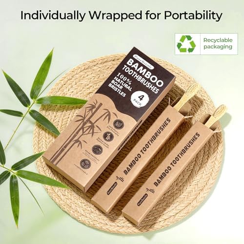 Cepillos de Dientes de Bambú PureBristle con Cerda de Jabalí, Paquete de 4, 100% Biodegradables, Sin Plástico ni Nylon, Eco-Amigables para Adultos y - imagen 8