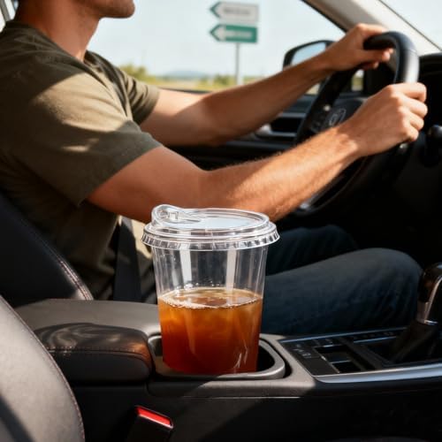 Juego de 50 Tazas de Plástico GGOLDMER de 16 oz para Café Helado con Tapas Sin Popote, Vasos Desechables Transparentes para Café, Jugo y Bebidas Frías - imagen 6