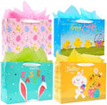 Nihuecne Paquete de 4 Bolsas de Regalo de Pascua Extra Grandes con Papel de Seda, 16 con Asas, 4 Diseños para Envolver Regalos de Pascua - imagen 1