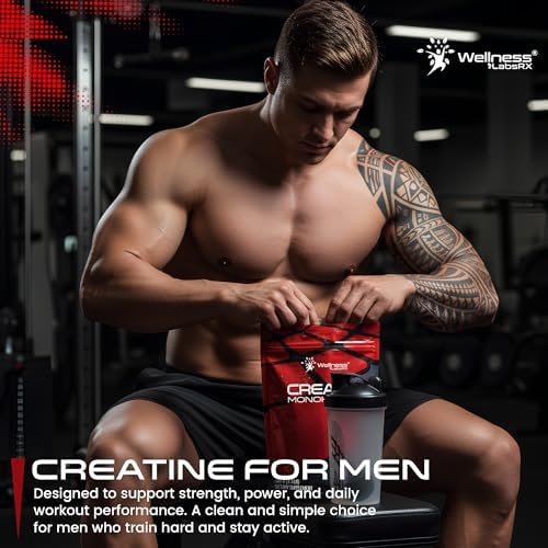 WELLNESS LABSRX Creatina Monohidratada en Polvo 500g – 100 Porciones, Suplemento de Creatina Micronizada Sin Sabor para Hombres y Mujeres, Apoya - imagen 6