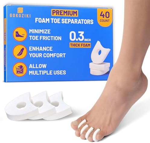 GOKOZIKI 40PCS Separadores de Dedos y Almohadillas de Espuma Premium, Espaciadores Suaves para Dedos, Cuidado de Pies para Mujeres y Hombres - imagen 1