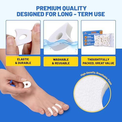 GOKOZIKI 40PCS Separadores de Dedos y Almohadillas de Espuma Premium, Espaciadores Suaves para Dedos, Cuidado de Pies para Mujeres y Hombres - imagen 5