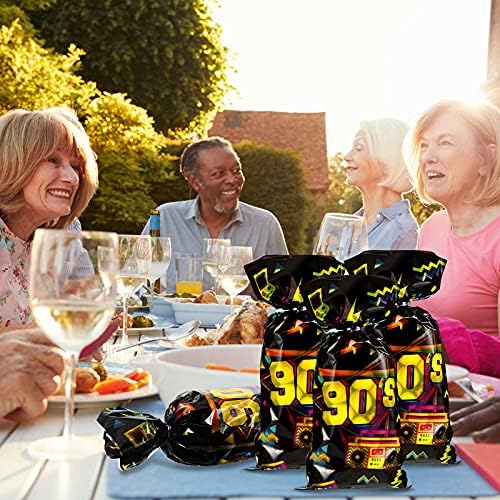 Bolsitas de Regalo Zonon de 100 Piezas para Fiesta de los 90, Bolsas de Caramelo Neón Retro con 100 Cintas de Aluminio para Fiestas Temáticas - imagen 7