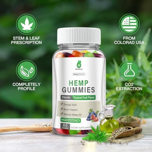 Gomitas de Cáñamo Alta Potencia para Sueño, Dolor y Ansiedad - 100% Naturales con Aceite de Cáñamo - Gomitas Veganas Frutales para Adultos - 80 - imagen 2