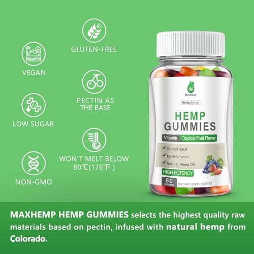 Gomitas de Cáñamo Alta Potencia para Sueño, Dolor y Ansiedad - 100% Naturales con Aceite de Cáñamo - Gomitas Veganas Frutales para Adultos - 80 - imagen 7