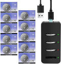 Batería Recargable CR2032 con Cargador, Paquete de 10 Baterías de Litio 3V para Control Remoto de Auto, Apple AirTag, Reemplazo ML2032, DL2032, - imagen 1