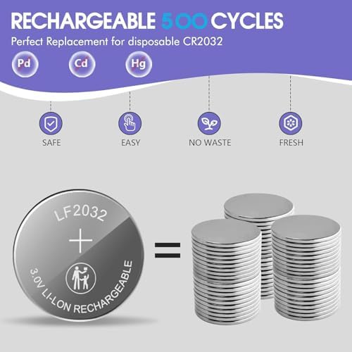 Batería Recargable CR2032 con Cargador, Paquete de 10 Baterías de Litio 3V para Control Remoto de Auto, Apple AirTag, Reemplazo ML2032, DL2032, - imagen 3