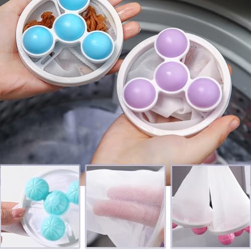 6 Piezas de Filtro de Cabello Reutilizable para Lavadora, Capturador de Pelos de Mascotas, Bolsa de Malla para Limpieza de Ropa (2 Estilos) - imagen 5