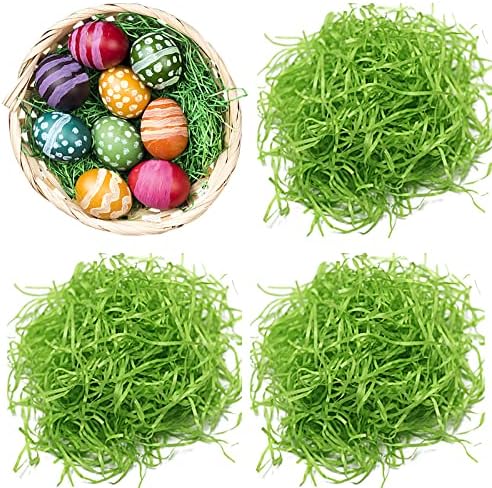 Hikkcos 1/2 LB de Césped Verde de Pascua - Paquete Grande de Papel de Raffia Reciclable para Relleno de Cestas y Decoración de Fiesta de Pascua - imagen 1