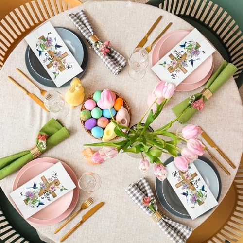 Servilletas Pasimy 100 Pcs Él Ha Resucitado para Cena de Pascua, Decorativas con Cruz, Perfectas para Búsqueda de Huevos y Celebraciones Religiosas - imagen 6