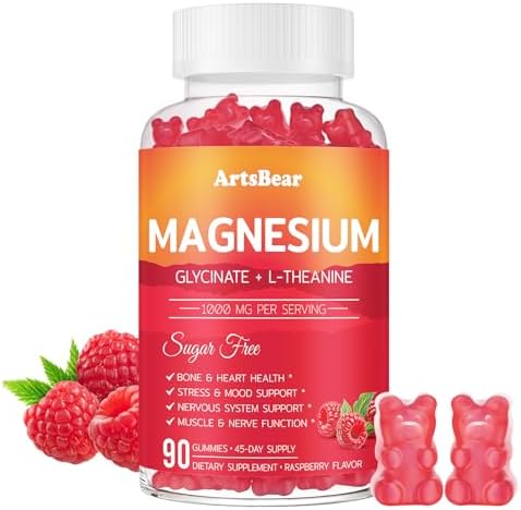 Gomitas de Magnesio Glicinato 1000mg con Calcio, Vitamina D3, B6 y CoQ10 - Fresa, 90 piezas - Suplemento Calmante para Sueño, Calambres Musculares y - imagen 1