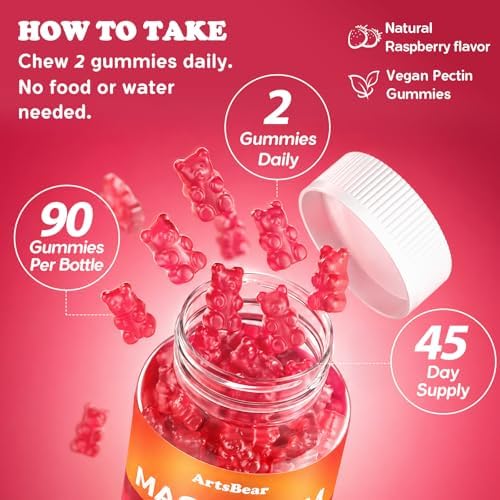 Gomitas de Magnesio Glicinato 1000mg con Calcio, Vitamina D3, B6 y CoQ10 - Fresa, 90 piezas - Suplemento Calmante para Sueño, Calambres Musculares y - imagen 5