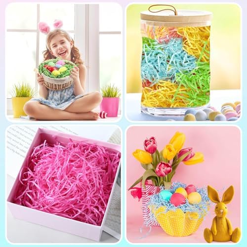 UPINLOOK 10.6 oz (300g) Pasto de Pascua en 6 Colores, Papel Triturado Reciclable para Rellenar Cestas de Regalo y Búsqueda de Huevos - imagen 5