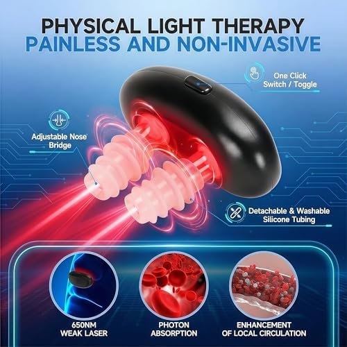 Dispositivo de Terapia Nasal de Luz Roja Portátil 2026, Recargable por USB, Con Puntas de Silicón Suaves, Ideal para Alivio Estacional en Casa y - imagen 2
