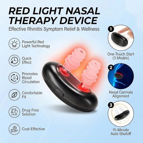 Dispositivo de Terapia Nasal de Luz Roja Portátil 2026, Recargable por USB, Con Puntas de Silicón Suaves, Ideal para Alivio Estacional en Casa y - imagen 3