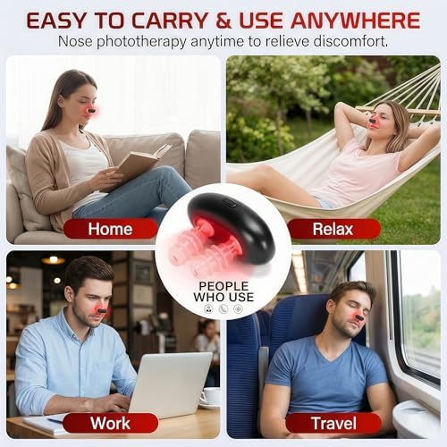 Dispositivo de Terapia Nasal de Luz Roja Portátil 2026, Recargable por USB, Con Puntas de Silicón Suaves, Ideal para Alivio Estacional en Casa y - imagen 7
