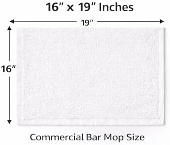 Paquete de 12 Toallas de Bar Mop Blancas 16x19 Pulgadas – Toallas de Limpieza de Algodón 100% Grado Comercial para Restaurante, Bar y Cocina - imagen 3