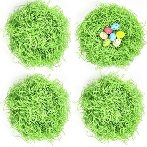 Wittocs 1/2 LB de Césped Verde de Papel Reciclable para Relleno de Cestas de Pascua, Decoración de Huevos y Empaque de Regalos 7oz - imagen 1