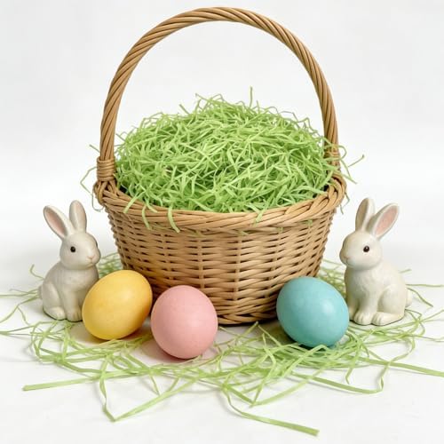 Wittocs 1/2 LB de Césped Verde de Papel Reciclable para Relleno de Cestas de Pascua, Decoración de Huevos y Empaque de Regalos 7oz - imagen 2
