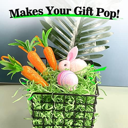 Wittocs 1/2 LB de Césped Verde de Papel Reciclable para Relleno de Cestas de Pascua, Decoración de Huevos y Empaque de Regalos 7oz - imagen 4
