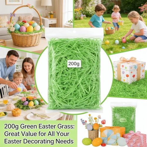 Wittocs 1/2 LB de Césped Verde de Papel Reciclable para Relleno de Cestas de Pascua, Decoración de Huevos y Empaque de Regalos 7oz - imagen 6
