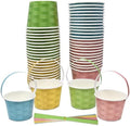 48 Cuentos Mini Canastas de Pascua Pastel de 10 Oz con Asa, Wicker Tejido en Rosa, Azul, Amarillo y Verde, Vasos Desechables para Postres y - imagen 1