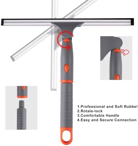 Squeegee de Ducha de 10 Pulgadas para Todo Uso con 2 Cuchillas de Goma, Ideal para Limpiar Puertas de Ducha, Baños, Ventanas y Espejos - imagen 2