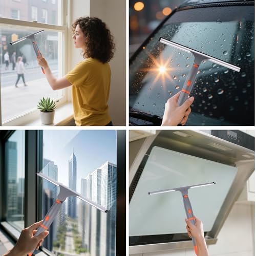 Squeegee de Ducha de 10 Pulgadas para Todo Uso con 2 Cuchillas de Goma, Ideal para Limpiar Puertas de Ducha, Baños, Ventanas y Espejos - imagen 4