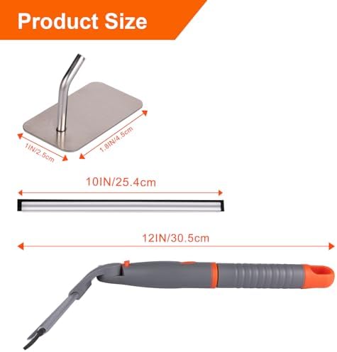 Squeegee de Ducha de 10 Pulgadas para Todo Uso con 2 Cuchillas de Goma, Ideal para Limpiar Puertas de Ducha, Baños, Ventanas y Espejos - imagen 5
