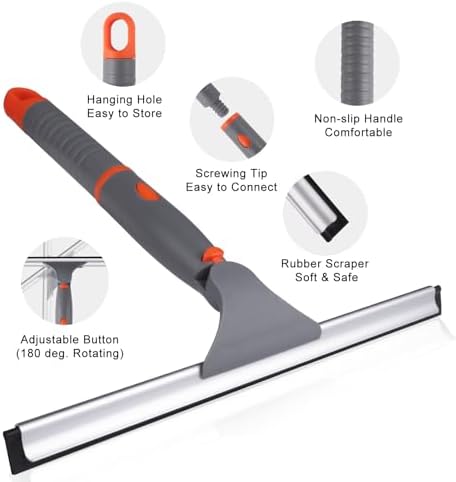 Squeegee de Ducha de 10 Pulgadas para Todo Uso con 2 Cuchillas de Goma, Ideal para Limpiar Puertas de Ducha, Baños, Ventanas y Espejos - imagen 6