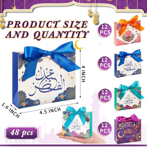 Kritkin 48 Pzs Bolsas de Regalo Eid Mubarak con Listones para Decoraciones de Ramadan, Favors de Fiesta y Suministros de Dulces para Niños - imagen 2